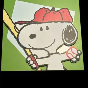 Snoopy Baseball Wall Art with Red Cap